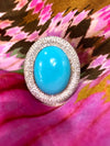 Halo Sleeping Beauty Turquoise 18K White Gold Ring