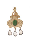 Cupola Earring In Green Topaz and Smoky Topaz Drops
