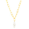 Crystal Gold Necklace - White Quartz Crystal