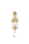 Antiquity Long Earring In Peridot and White Quartz Briolet