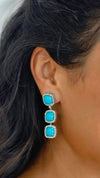 Turquoise Geo 18K White Gold Earring