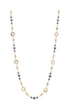 Infinite Necklace In Gold, Amethyst and Tigers Eye Center